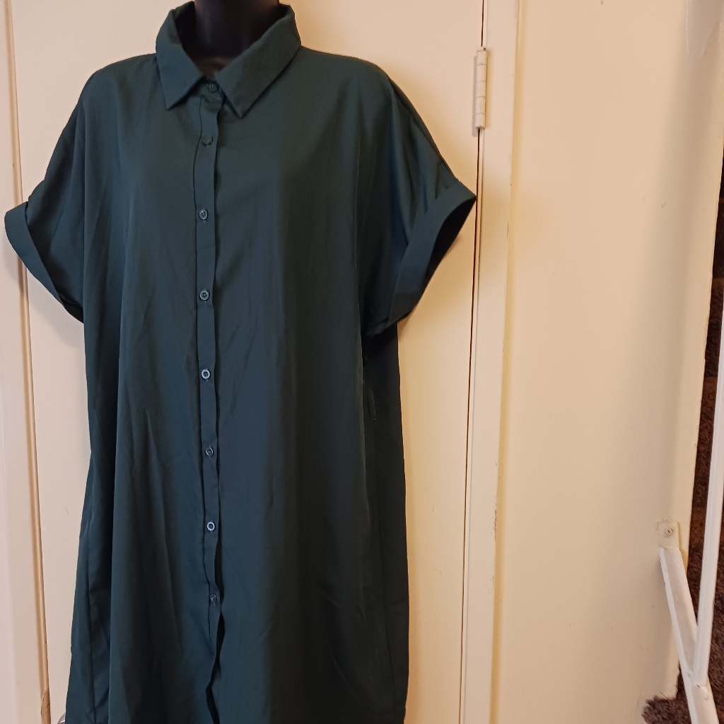 Shein Shirt Dress Xl Emerald Green Color, Nwot
